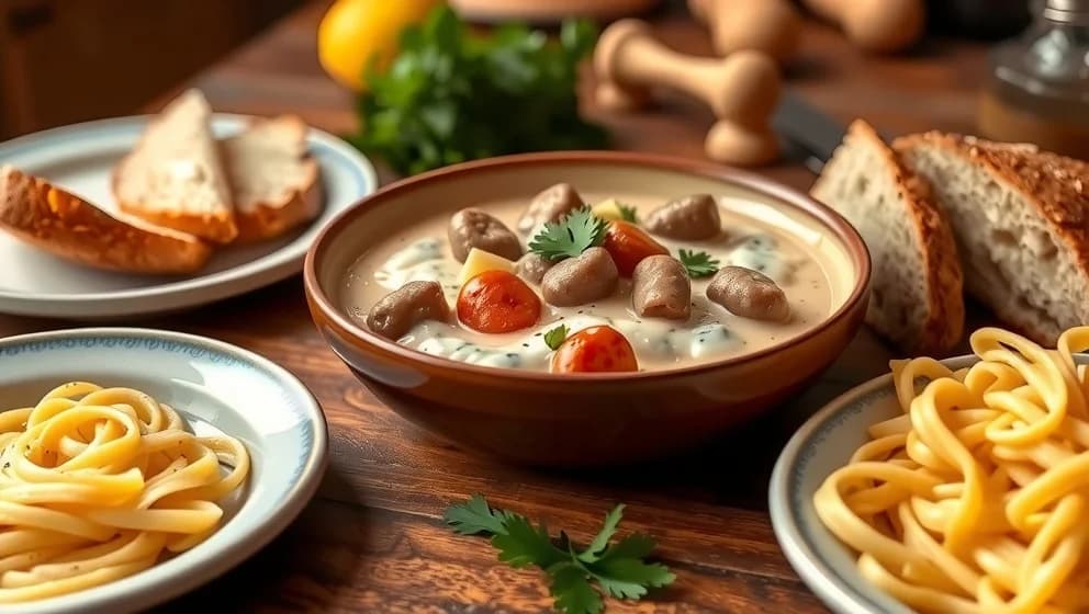 Korvstroganoff med crème fraiche hemma